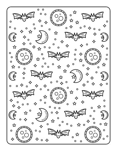 Bats & Moons Pattern coloring page