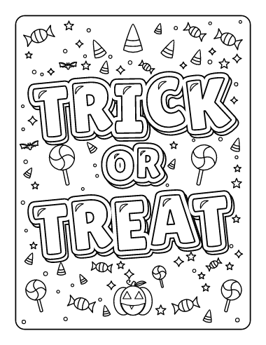 Trick or Treat Lettering coloring page